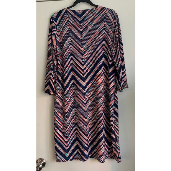 Tacera Geometric Colorful  Keyhole Neck Shift Dress Size L - Picture 5 of 9